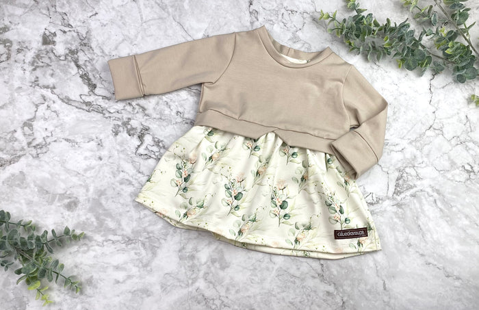 Girly Sweater beige / Aquarell Rosen Eukalyptus